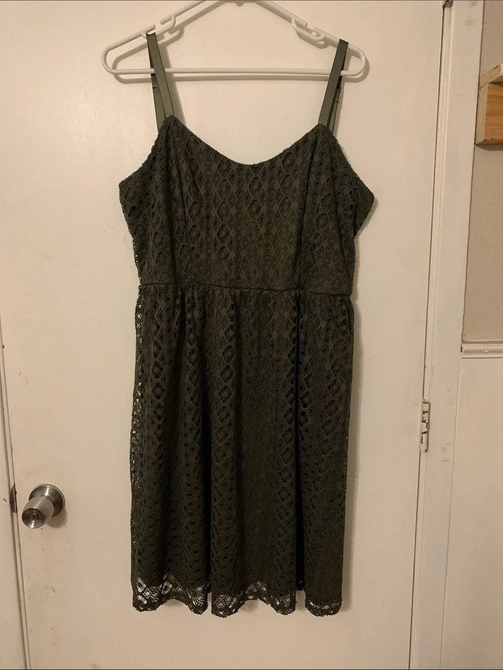 Maurices Olive Green Lace Midi Dress with Spaghetti Straps